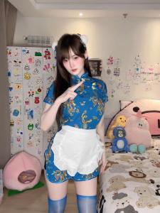 Chinese Cheongsam Short Dress Maid Uniform Halloween Christmas Cosplay Soft Girl School Uniform Skirt Traditional Chinese Style