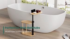 2/3-Tier Bath Tray with Cup Holder – Adjustable Wooden Bath Caddy for Shower & Tub | Non-Slip Spa Organizer