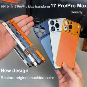 Original Color Alloy Frame Case For 16 15 14 13 Pro/Pro Max Instant Upgrade 17Pro/Pro Max Large Window Backplane Anti-Drop Cover