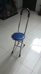 【COD】2 in 1 Chair Adjustable Cane Chair Stool Seat Portable Crutch ~ Foldable Elderly Care Walking Cane Stick Stainless steel Folding Cane with Seat Tongkat Kerusi Stool Crutch Quad pod Stick Chair