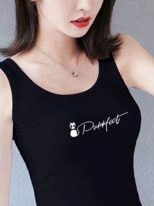 LINGLONGDAI | Áo ba lỗ cotton đen cho nữ mùa hè 2025 Áo thun thể thao không tay ôm vừa vặn thời trang trẻ trung Áo thun lót cotton pha trộn