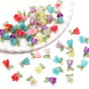 2/10Pcs 11x14mm Acrylic Colorful Bell Orchid Flower Beads Charms Lily Of The Valley Loose Spacer Beads for Jewelry Making DIY Bracelet Earrings