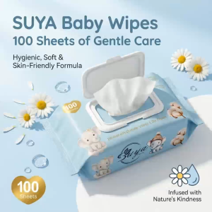 [5-PACKS] SUYA Baby Wipes 100 Sheets Per Pack - Pure Natural Unscented Wet Wipes - Alcohol-Free