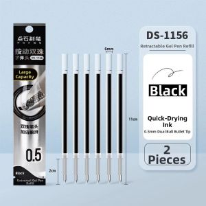 DIANSHI | Noiseless Click Silent Writing Medium Pen Dual Balls Quick-Dry Ink