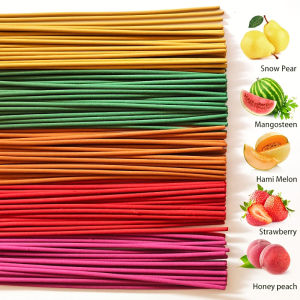 60/100Pcs 25.5cm Mixed Fruit Scented Sticks Summer Fresh Fragrance Strawberry Citrus Watermelon Pear Cherry Cantaloupe and Peach Flavors Purifying and Relaxing Yoga Meditation Gift Best Choice for Christmas