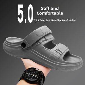 Mens Summer Outdoor Wear Two-Purpose Sports Casual Sandals Soft Bottom Anti-Slip Beach Shoes Male Slippers Casual Flat Sandals