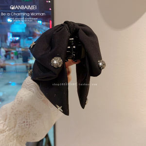 Elegant Satin Butterfly Knot Hair Clip Womens Sparkling Diamond Low Ponytail Hair Clip Stylish Retro Accessory for Back of Head