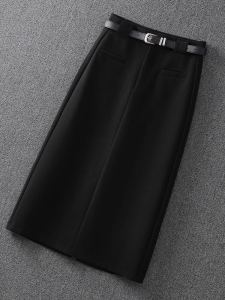 High Waist Thickened Woolen Mini Midi Skirt for Women Spring Autumn New Style A-Line Skirt Business Casual Solid Color