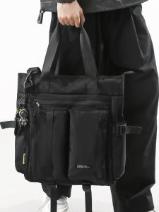 กระเป๋าสะพายข้างชาย กระเป๋าใส่ของสำหรับนักเรียนมัธยมต้นและมัธยมปลาย กระเป๋าใส่ของแบบถือ กระเป๋าสะพายข้างเดียว สไตล์สตรีท กระเป๋าสะพายข้างสำหรับใส่ของ