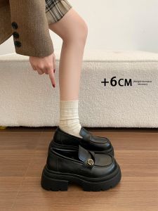 MIFULIAN | Thick Sole Height Increasing Loafers Black