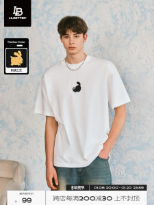 Lilbetter Embroidered Loose Basic Style Mens T-shirt Summer Vintage Hong Kong Style Cat Dog 3D Line Fashion Casual Top