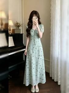 NIUVIES | Đầm Dài Tay Bồng Chấm Bi Phong Cách Pháp Mùa Hè Độc Đáo