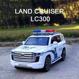 1:32 LAND CRUISER LC300 Police Cars Toys Alloy Diecast Model 6 Doors Opened with Light Music Vehicles Models Boys Birthday Gifts