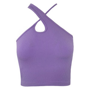 Aviva on Earth Spicy Girl Asymmetrical Shoulder Design Vest Irregular Layering Inner Wear Short Fit Pure Color Spring 2024