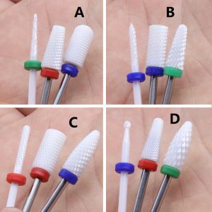3Pcs Set Ceramic Nail Drill Bits Set 3/32 (2.35mm) Professional Acrylic Nail File Drill Bit for Manicure Pedicure Cuticle Gel