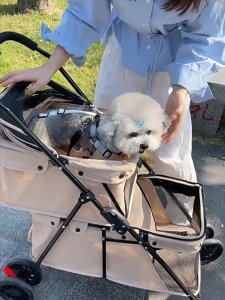 Pet Stroller Double-Layer Outdoor Lightweight Foldable pet carrier dog stroller for 2 dogs shih tzu