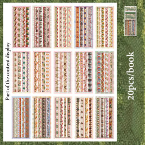Mr.Paper 20 Sheets Cardstock Sticker Book Vintage Knitting Lace Border Decals for Journal Scrapbooking DIY Craft Supplies