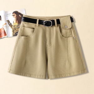 MEITESIJIAONU | Beige Thin A-line Wide Leg Denim Shorts