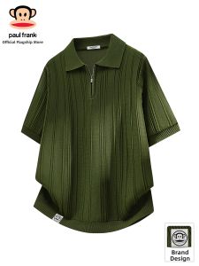 Paul Frank | Retro Luxury Style Polo Shirt Loose Half Zip Design Short Sleeve Top