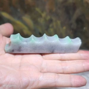 Type A Jadeite Burma Jade light green black fowl Calligraphy Brush Holder handheld (with certificate) 翡翠A货翠绿乌鸡毛笔架手把(带证书)