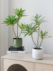 High Quality 3-Headed Lilies Bamboo Artificial Plant Potted Landscape Home Desktop Decoration Fake Plant Greenery Ornament