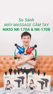 Súng Mát Xa Cầm Tay Massage Đau Cơ Nikio NK-170B - 5 Chế Độ Đấm 6 Cường Độ Và 6 Đầu Matxa Thay Đổi Pin Sạc Tiện Lợi