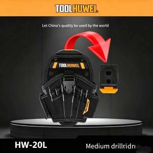TOOLHUWEI Large Drill Holster Pouch Bit Pouch for Tool Belt Hand Electric Drill Belt Bag Portable Waist Tool Bag Storage Toolkit