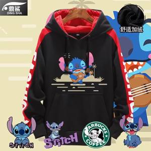 DINGSHA | Stitch Cartoon Hoodie Mixed Design Fleece Lined