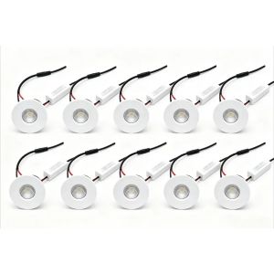 1W Mini Spotlight Recessed Ceiling Showcase Display Under-Cabinet Lights Fixture with LED Driver Warm White Lighting White Shell