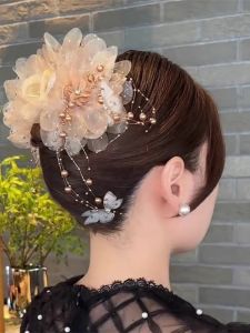 Elegant Pearl Hair Claw Shark Clamp High Ponytail Feather Peony Flower Hair Accessory Volumizing Hair Styling Tool