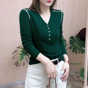 HUAXUNRAN | Warm V-Neck Long Sleeve T-Shirt for Women