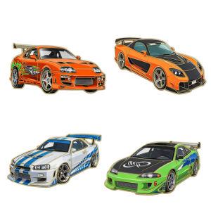 4pcs Creative Sports Car Enamel Pins Set Cartoon Brooch Lapel Pin Badge for Backpack Clothing Fashion Jewelry Accessory