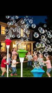 Máy Tạo Bong Bóng Tự Động Kiểu Cột Đèn Ngoài Trời Với Đèn Và Nhạc Tuyệt Vời Cần 3 Pin AA Và Dung Dịch Tạo Bong Bóng Dành Cho Trẻ Từ 3-6 Tuổi