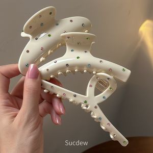 Elegant Acetate Rhinestone Shark Hair Clip Womens Summer Outdoors Versatile Hair Accessories for Updos And Ponytails