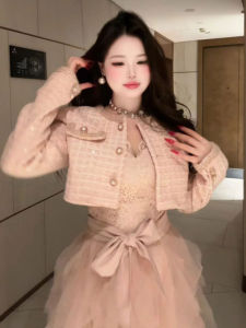 CHANGTONG | Young Elegance Rich Girl Style Suit Jacket Tulle Dress Set for Spring