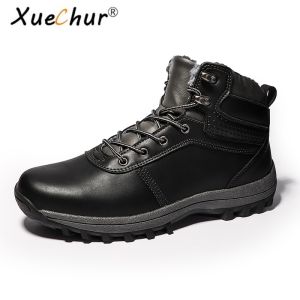 Giày nam chống nước mùa đông thủ công Giày Boot đi tuyết ngoài trời da xẻ siêu ấm sang trọng cho nam giày thể thao cỡ lớn 46 47 48 mắt cá chân nam Ủng chống trượt Giày đi ngoài trời