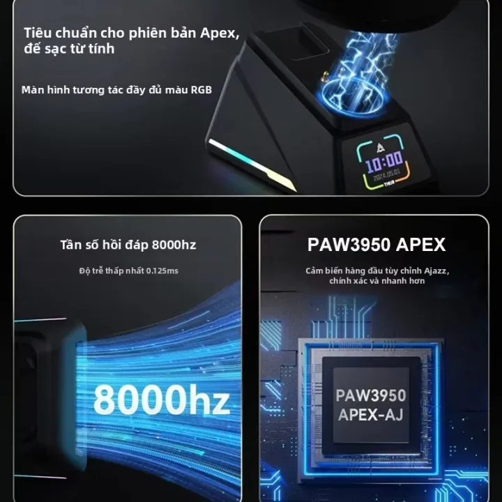AJAZZ | Chuột Chơi Game Không Dây AJAZZ AJ179 APEX PAW3950 30000DPI 8Khz Dành Cho Người Thuận Tay Phải, Thiết Kế Công Thái Học, Có Đế Sạc Từ Tính RGB | BigBuy360 - bigbuy360.vn