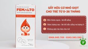 Sắt hữu cơ nhỏ giọt Femalto 30ml – Bổ sung sắt cho trẻ có nguy cơ thiếu sắt giúp phòng ngừa hỗ trợ thiếu máu do thiếu sắt