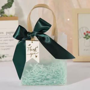 10pcs Clear PVC Gift Bags with Pink Ribbon Plastic Tote Bag Gift Wrap Bag for Wrapping Holiday Gifts Shopping Birthday Supplies