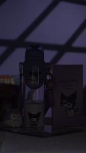 Sanrio Kuromi 600ml Leakproof Water Bottle with Adjustable Strap and Silicone Straw - BPA Free Portable for School & Office