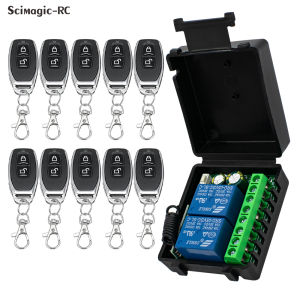 12V/24V 6-30V 433MHz 2CH Relay Remote Control Switch + 2 Keys Transmitter for Garage Door Curtains