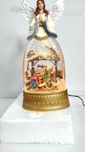 D&D #0339 Christmas Snow Globes Angel Guardian Nativity Scene Silent Night Music