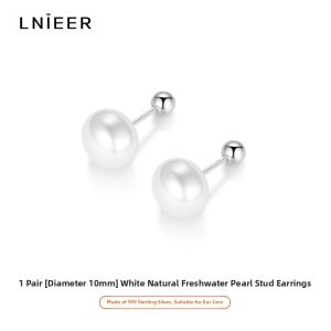 Lnieer | Sterling Silver Pearl Earrings for Women