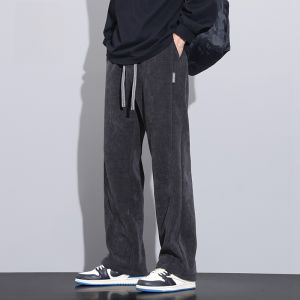 ROMON | Lormen Mens Fleece Lined Loose Casual Pants Autumn Winter Straight Leg Sporty Sweatpants Chino Style Long Trousers Trendy