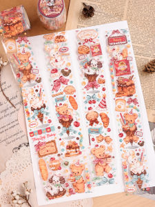 Transparent Black Chocolate Bakery Themed Tape for Girls Original PET Adhesive Decorative Tapes for Scrapbooking And DIY Projects