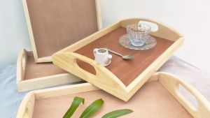 MT DESIGN รุ่น MT056-1 ถาดอาหาร ถาดเสิร์ฟอาหาร สไตล์มินิมอล ถาดไม้สี่เหลี่ยม ถาดมีหูจับ ถาดไม้ราคาถูก