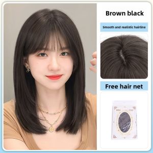 JUZITING | Natural Real Human Hair Full Wig Medium Length