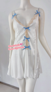 UNINICE Cute Butterfly Lace Silk Slip Dress | Womens Pure Desire Style Nightgown Sleepwear