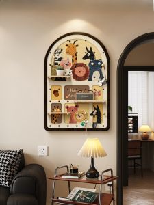 ชั้นวางของรูรูปสัตว์ประดับผนังแบบไม่ต้องเจาะสไตล์ศิลปะย้อนยุค ชั้นวางของรูปสัตว์เคลื่อนที่พร้อมช่องสำหรับจัดระเบียบ