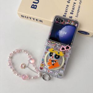 เคสโทรศัพท์มือถือ MagSafe ดูดซับแบบแม่เหล็กสำหรับ Samsung ZFlip7 ปกป้องจอพับได้ ปกป้อง W25Flip ป้องกันการตกหล่น ปกป้อง W24Flip ปกป้องด้วยลายการ์ตูนน่ารัก